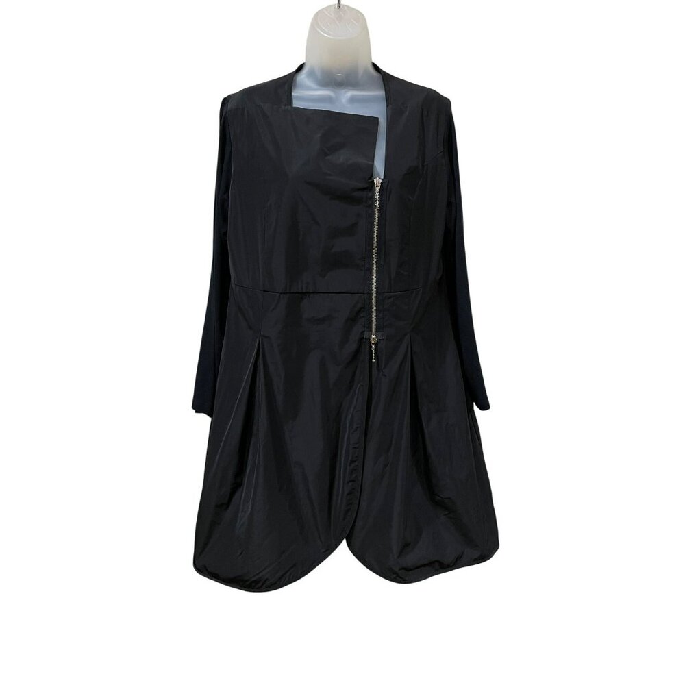 Sun Kim Black Asymmetrical Zip Front Long Sleeve Jacket Dress S